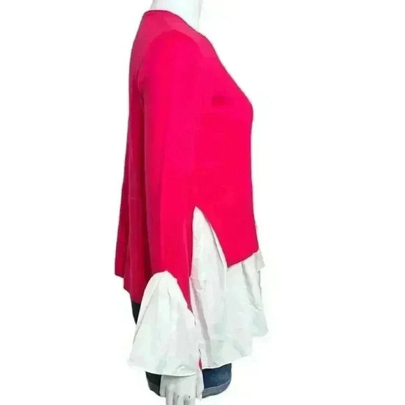 Athena Marie Pink Sweater with White Layered Hem Women’s Size S - Picture 10 of 12